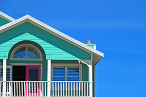 Timeshare, sunny house on a beach