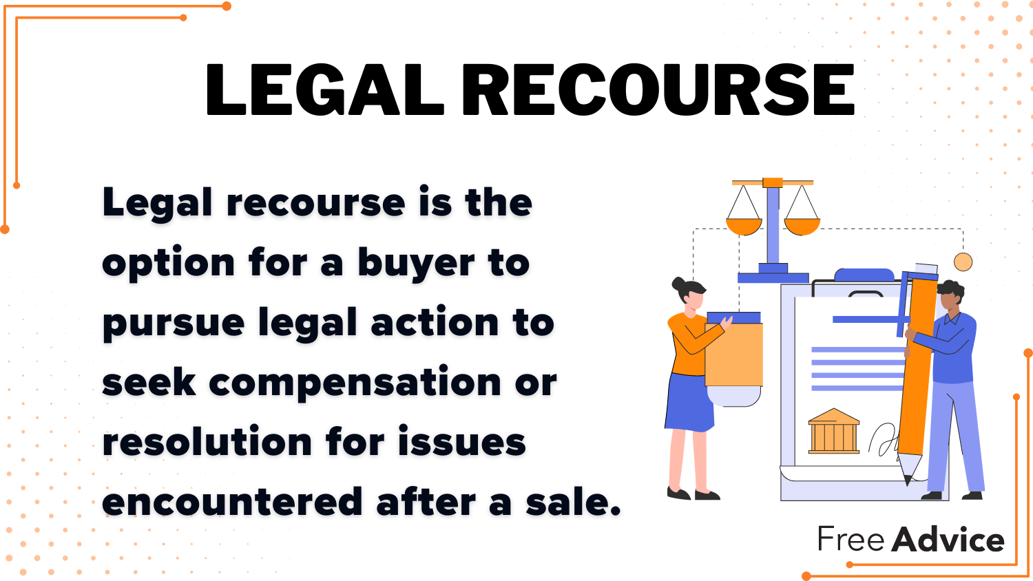 Legal Recourse Definition Card: Can you get a refund on a used car if defects are found after purchase?