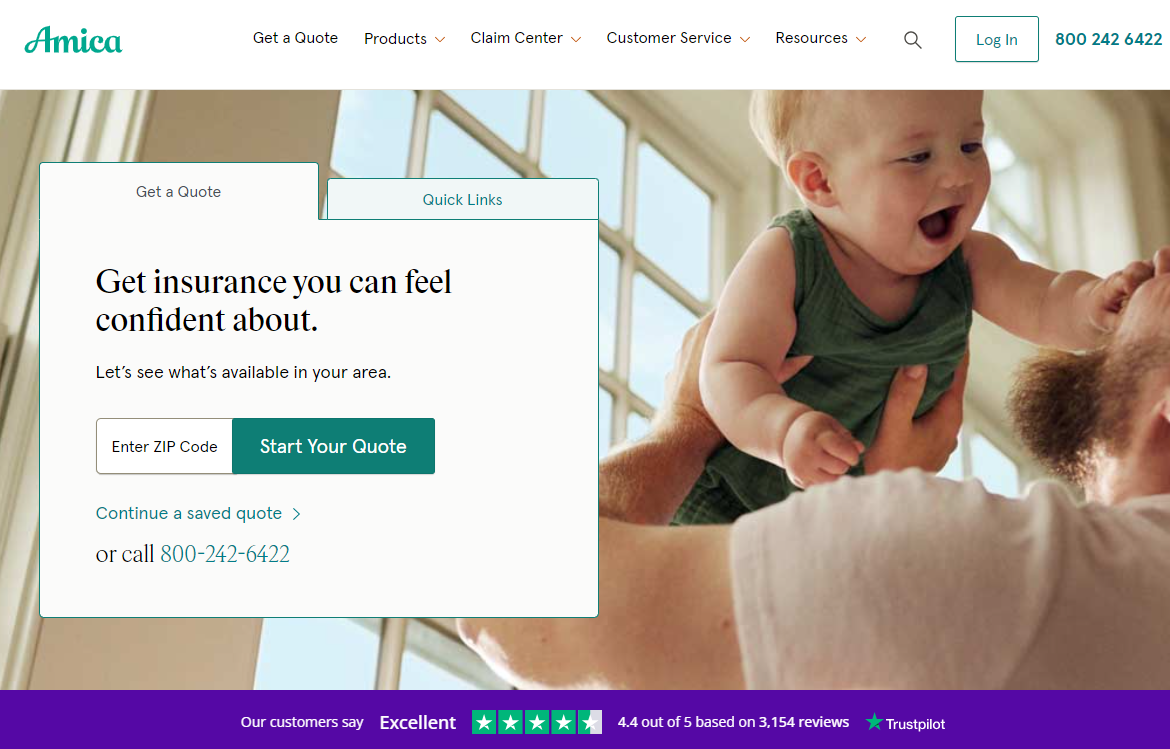 Amica Site Screenshot: Best Car Insurance for Librarians